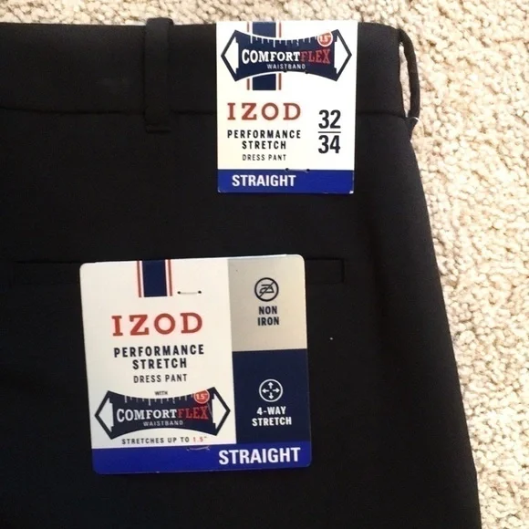 New-izod Performance Stretch Straight Dress Pants - Picture 5 of 7